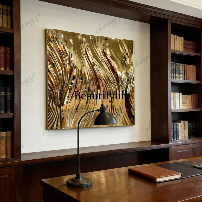 M138 TTT Stainless steel 3D corrugated wall decoration, geometric art metal hanging gallery, creative outdoor interior decoratio