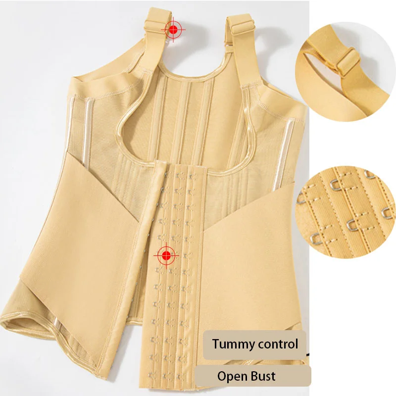 Dimmkof with Adjust Shoulder Strap Tummy Control Corset Tank Open Bust Slimming Girdle Lumbar Support Body Shaper Tops Hourglass