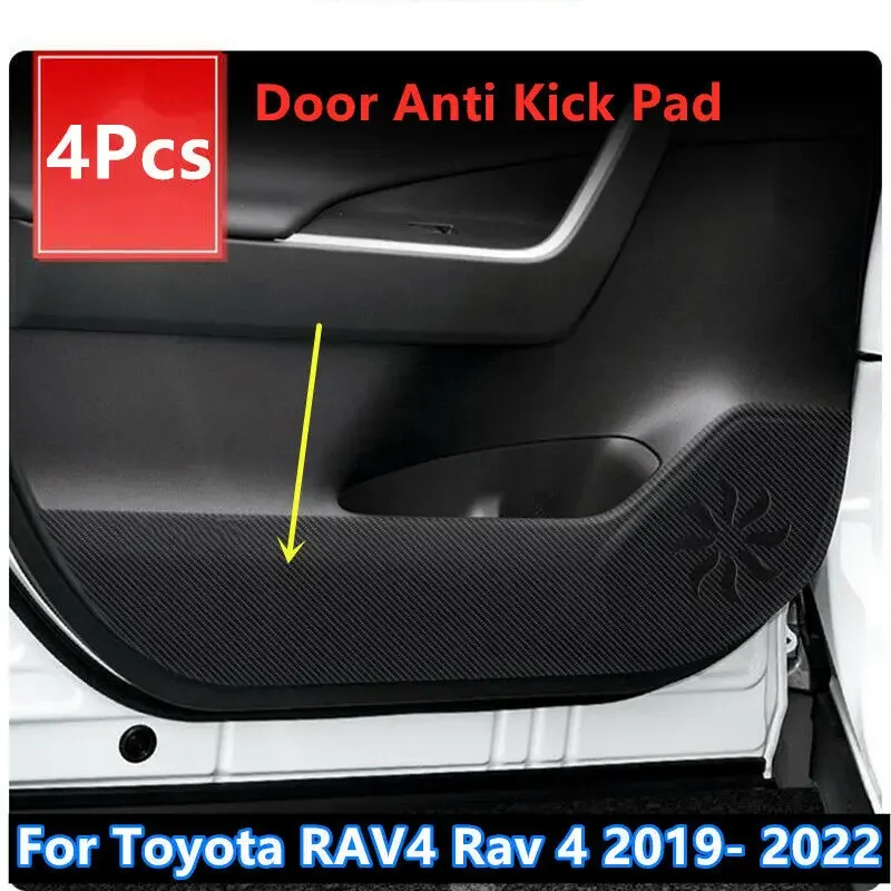 Carbon Fiber Door Anti Kick Pad Protect Stickers For Toyota RAV4 Rav 4 2019-2022