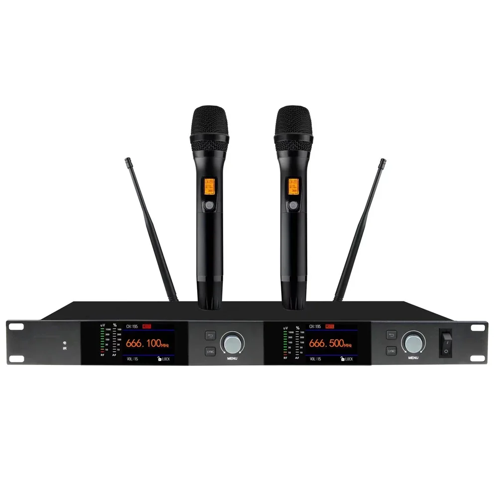 

EW500 2-канальный G4-828 Гиперкардиоидный динамический ручной микрофон Цифровая беспроводная система Микрофон с защитой от помех и шума