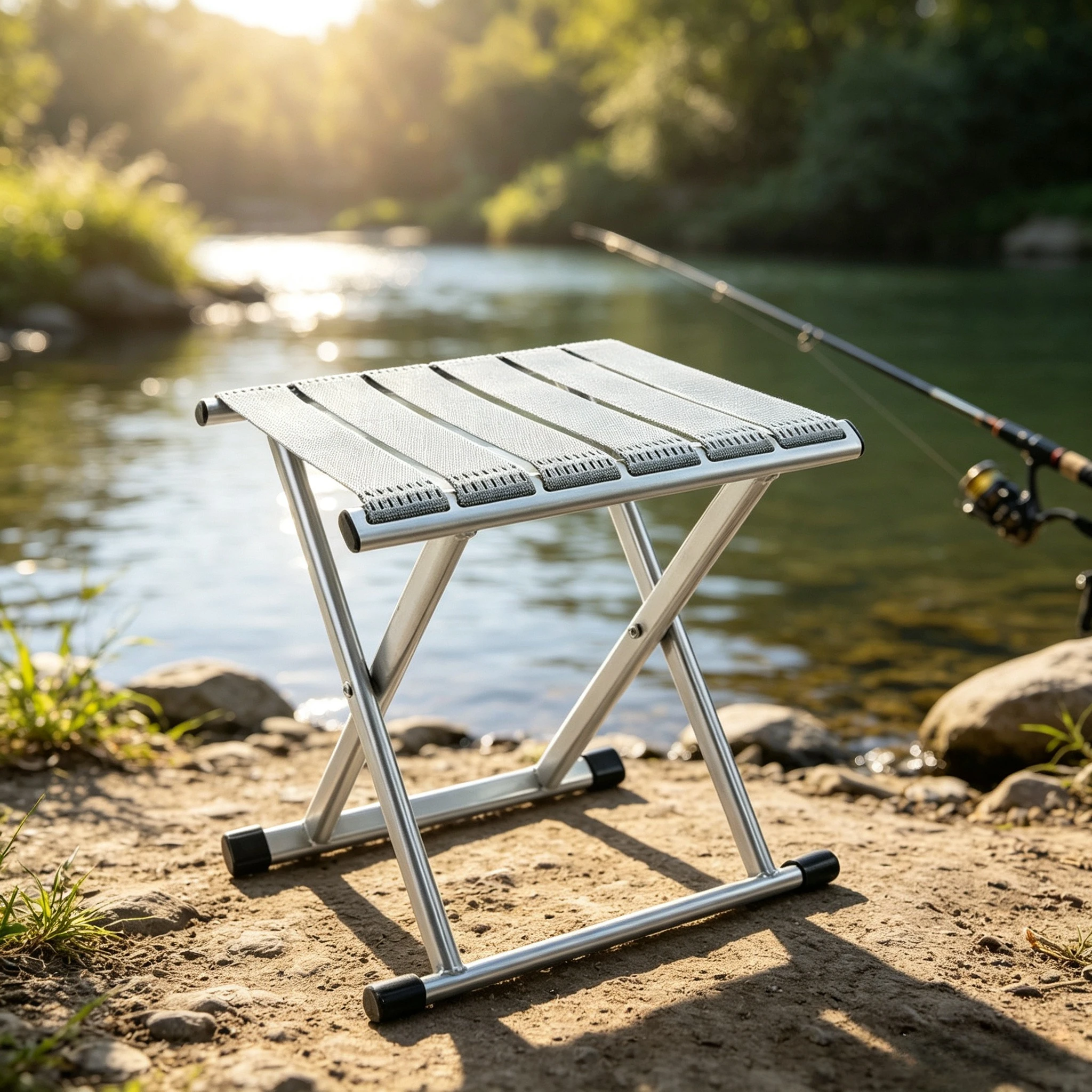 Portable Folding Stool with Backrest Thickened Fishing Chair Small Bench for Camping Travel Train Outdoor Use