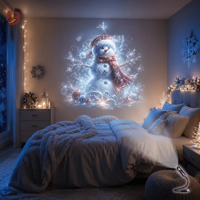 USB Christmas Projector Light 10pcs Patterns Adjustable Night Light Xmas Santa Snowman Church Nativity Projection Lamp Decor