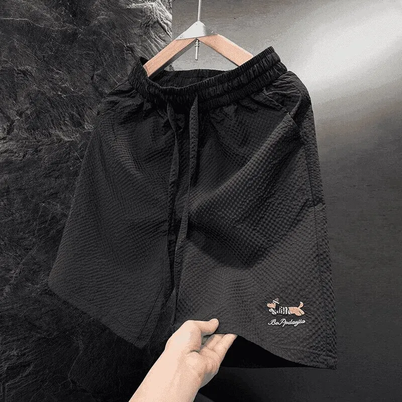 Ice Silk Cool Feeling Sausage Dog Four-Part Shorts Men Summer Thin Dopamine Large Size Sports Quick Dry Beach Five-Part Pants