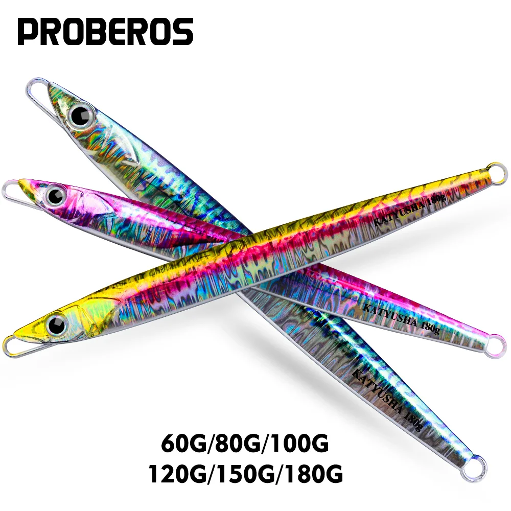 

PROBEROS Jigbait Spoon Baits Jig Lure Saltwater Fast Sinking Fishing Tackle 1pcs 60g-180g Deep Sea Metal Jig Fishing Lures