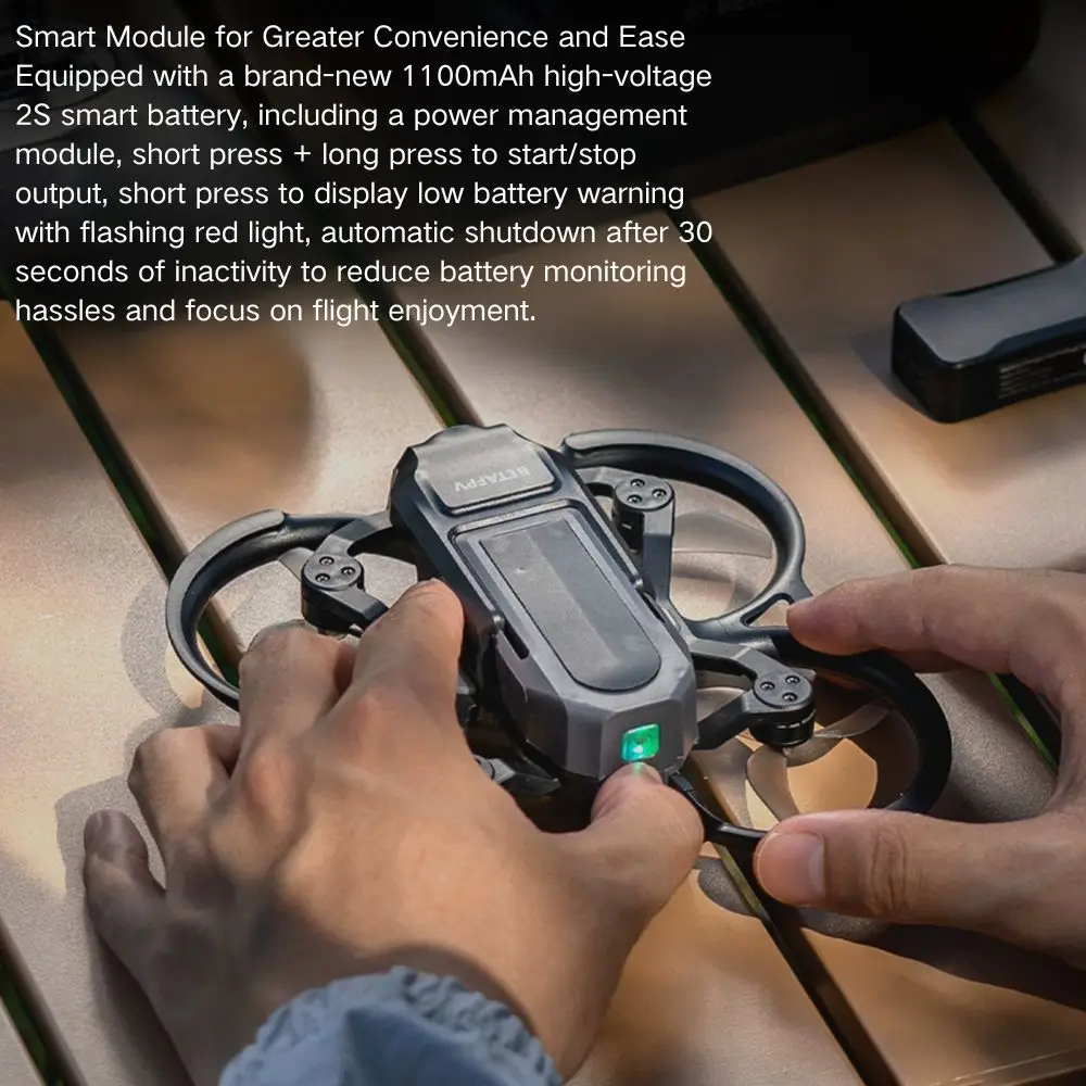 BETAFPV Aquila20 専用スマートバッテリー 2S HV 1100mAh、Aquila20 Whoop ドローンに適しており、リアルタイム LED ステータスインジケーター付き。