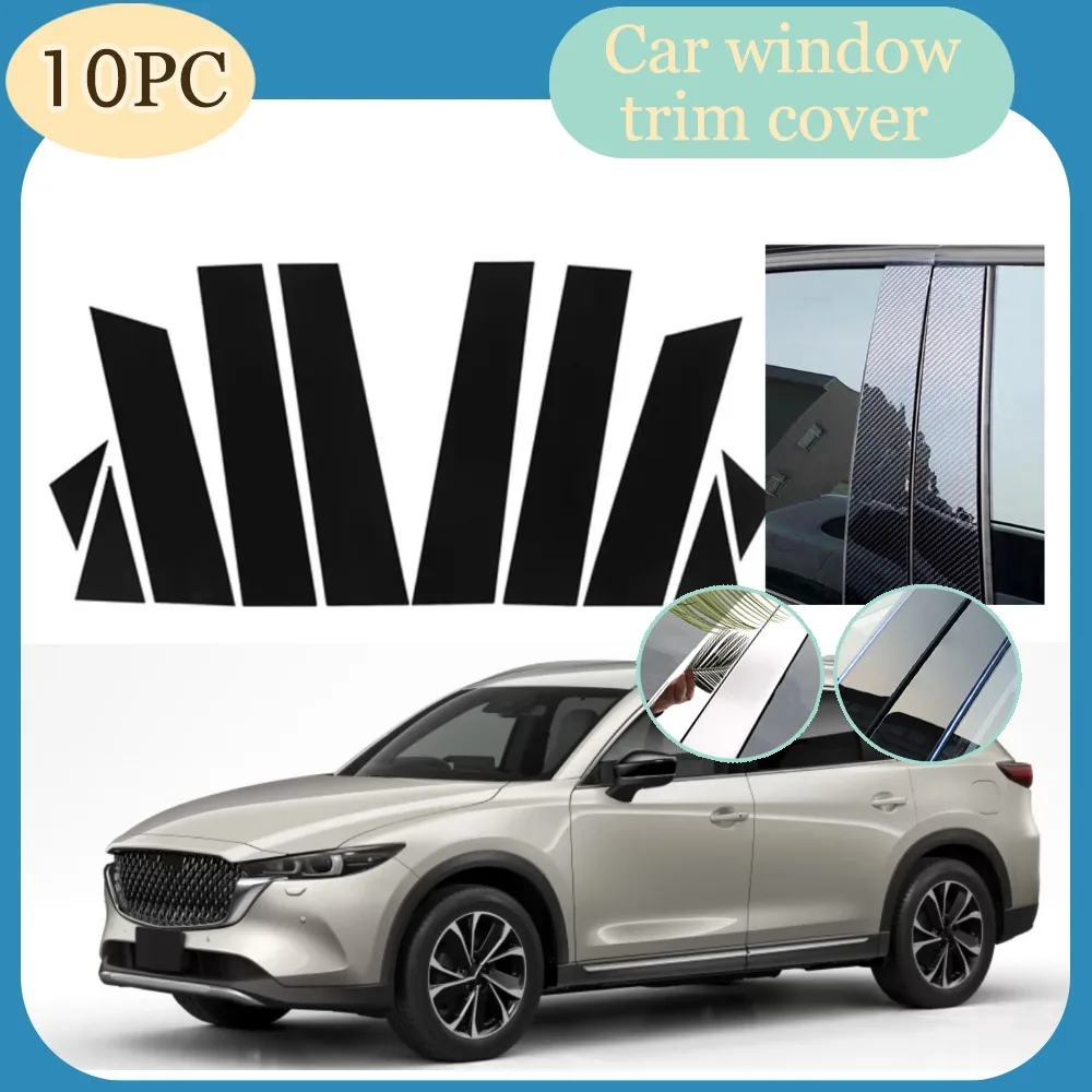 

Silver Carbon Glossy Black Pillar Posts Fit For Mazda CX-8 2018 2019 2020 2021 2022 2023 Door Trim Window Decor Moulding Cover