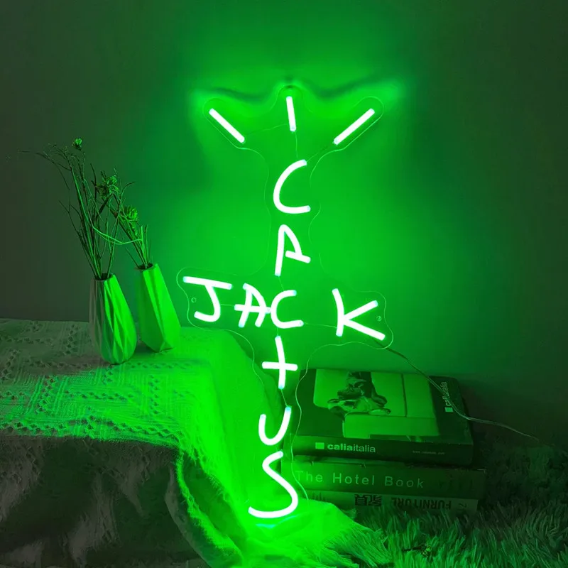 Custom Cactus Jack LED Neon Sign USB Light Art Wall Decoration Lights for Home Gaming Room Office Bar Christmas Party Gift