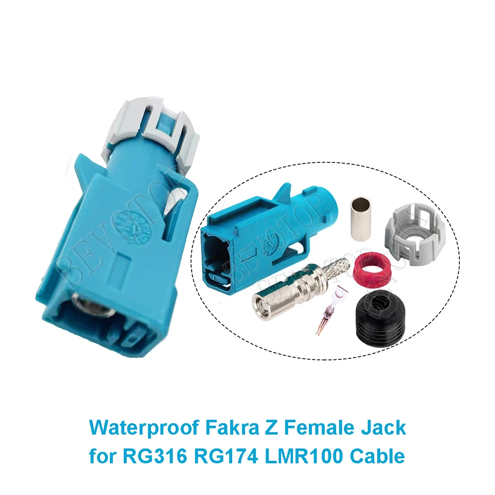 10PCS Waterproof Fakra Z Female Jack / Male Plug 50 Ohm 50-1.5 Wire Connector Wholesales for RG174 RG316 LMR100 Cable BEVOTOP