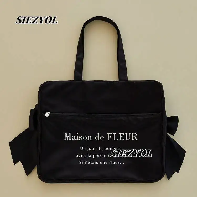 Handbag for Women Japanese Style New Arrival Daily Casual Cosmetic Bag Letter sweet Cute Double Bows Satin Travel Bags - view 2