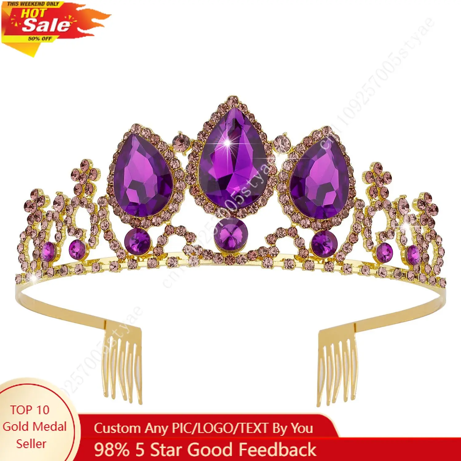 

Disney Velscrun Princess Tiaras Rapunzel Crowns Birthday Headbands Purple Girls Dress-up Crown Princess Birthday Decorations