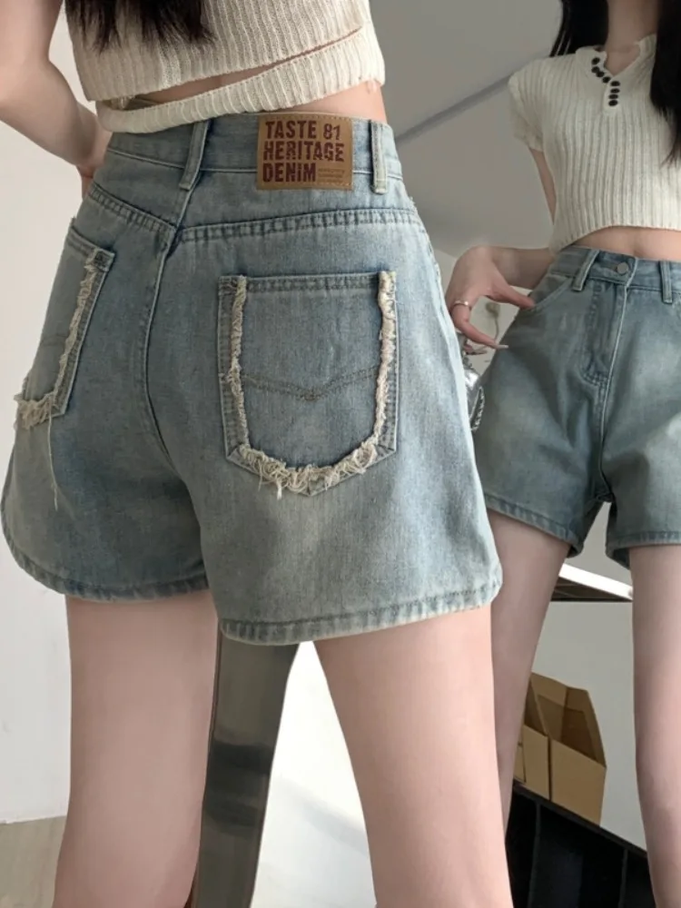 

High Waist Straight Leg Denim Jeans Women plus Size Summer New Slimming Wide Leg Hot orts Versatile ort Pants