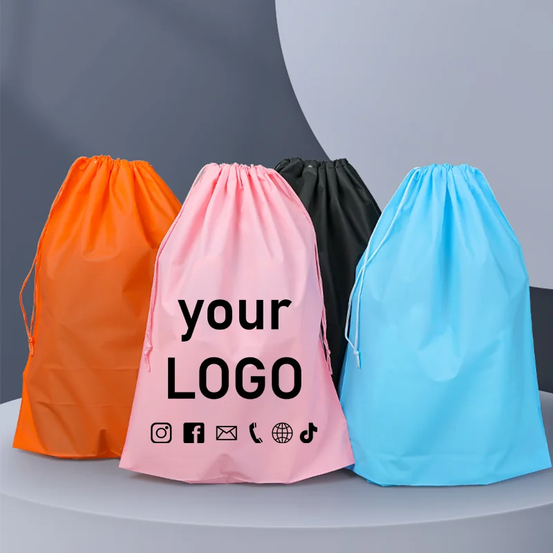 50 Stück bunte, mattierte Beutel mit Kordelzug, Reise-Aufbewahrungsbeutel, Geschenkbeutel, kundenspezifische Produktverpackungsbeutel mit aufgedrucktem Logo