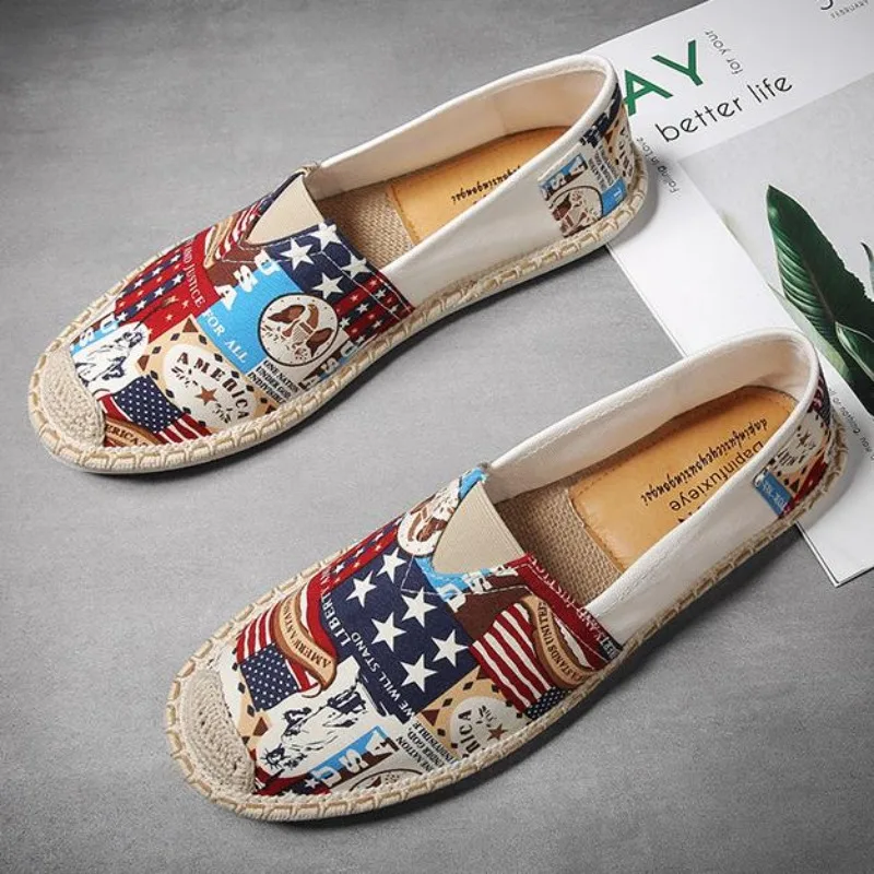 Summer Linen Breathable Casual Flats Shoes Mens Espadrilles Loafers Fashion Men Canvas Shoes Fisherman Shoe Driving Footwear
