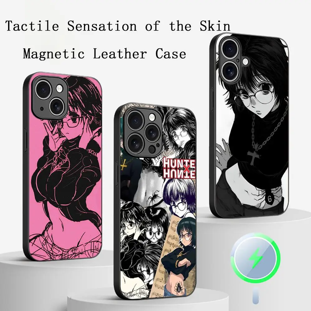 Shizuku hxh مثير اليابان أنيمي فتاة جراب هاتف آيفون 16 15 14 13 12 11 زائد برو ماكس الراقية الفاخرة Magsafe جلد الغنم