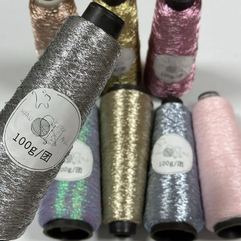 100g/Roll Multicolor Fine Gold Silver Yarn DIY Crochet Accessories Metallic Color Core-spun Dia.0.8mm Hand-woven Supplies