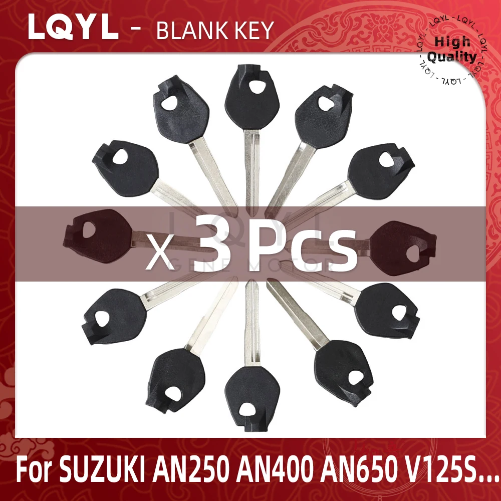 3Pcs Black Key Replace Uncut Keys For SUZUKI Magnet Anti-theft lock AN250 AN400 AN650 Burgman Sj50 V125S V50 AG50 60Single V125G