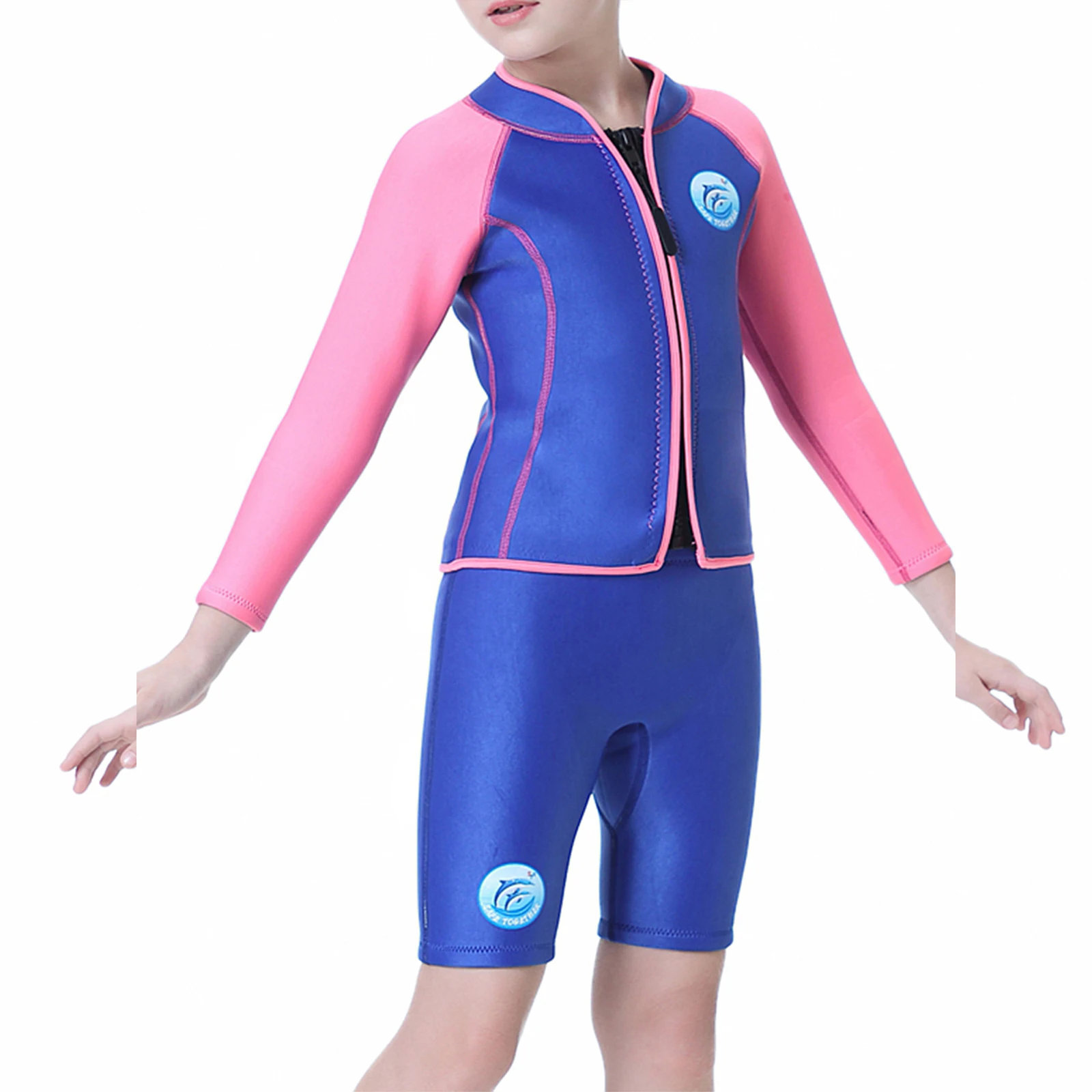 

Неопреновый гидрокостюм унисекс для мальчиков и девочек 2,5 мм, комплект для плавания с длинными рукавами, топы и шорты, купальники, купальные костюмы для подводного плавания, дайвинга