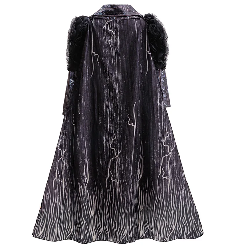 Long Sleeve Print Dress coat+pant+cloak Witch Black Costume Dress for Girls Elphaba Disguise Clothes Carnival Party Festive dres