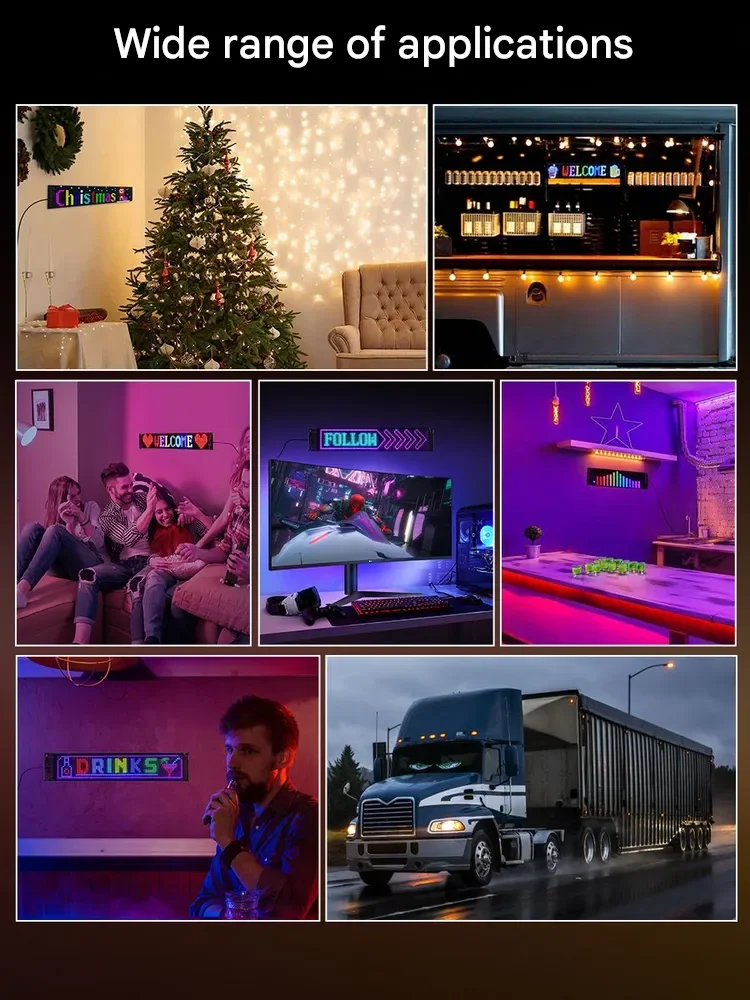 2pcs Truck Car Devil Eye LED Matrix Panel Scrolling Bright Advertising USB Custom Text Pattern Programmable App Remote Control