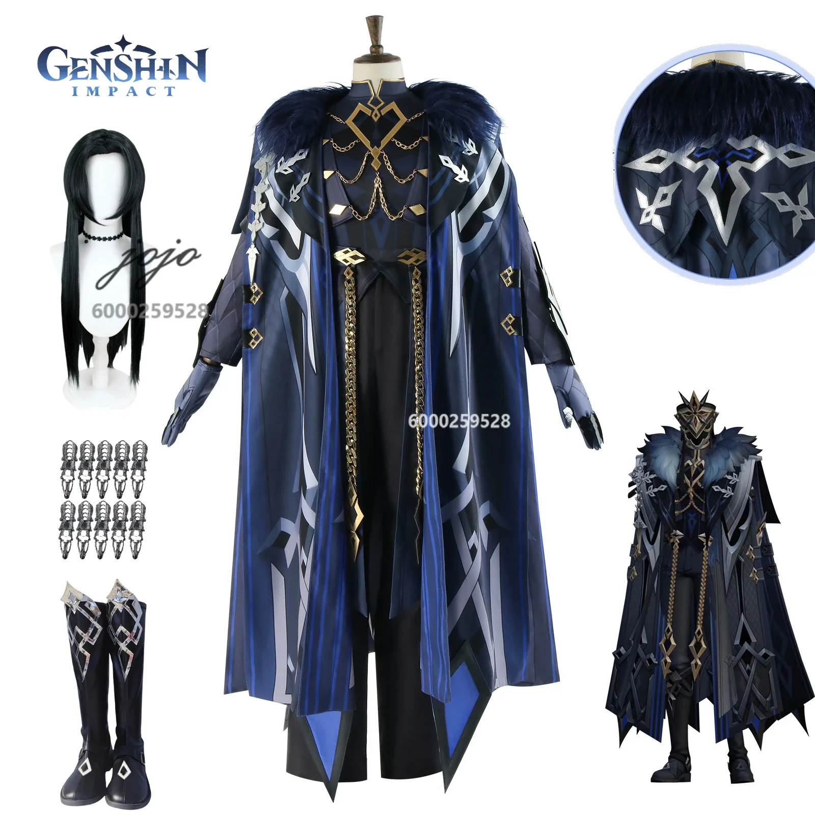 Kostium Cosplay Kapitana Capitano z Gry Genshin Impact, Peruka, Paznokcie, Buty, Pełny Zestaw, Anime, Odgrywanie Ról, Halloween, Party, Comic Con, Stroje