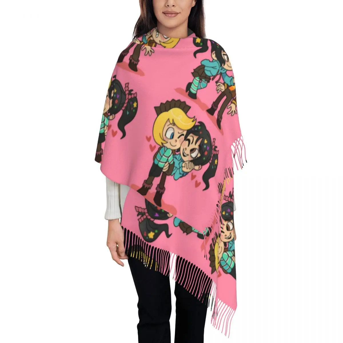 Custom Printed Kwai Xiu And Yunilop Scarf Men Women Winter Fall Warm Scarves Wreck-It Ralph Shawl Wrap