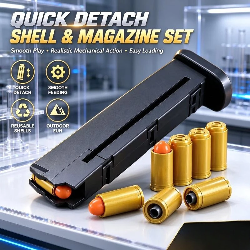 Realistic Mechanical Quick Detach Shell Magazine Set for Toy Pistol, Smooth Play Outdoor Fun Collectible Model Parts