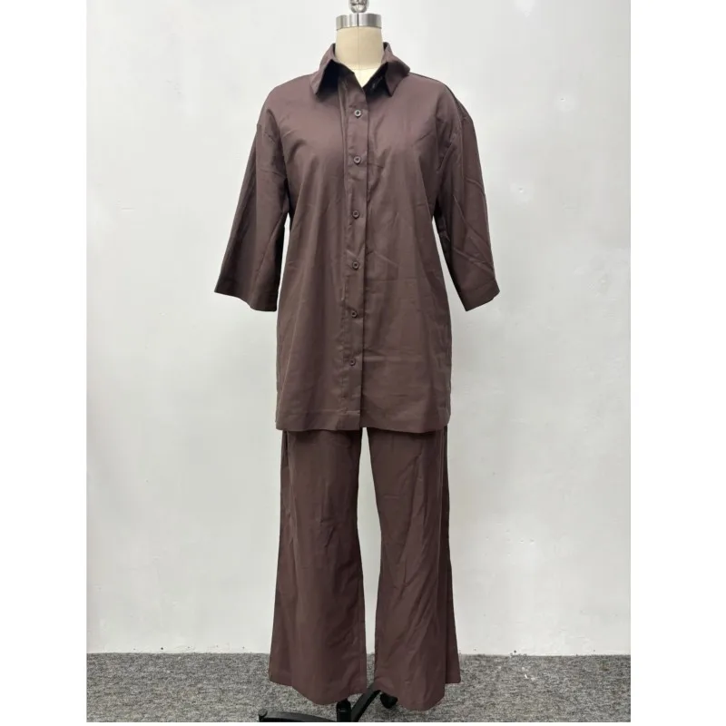 Katoen Linnen Set Vrouwen Lente Zomer Losse Oversize Lange Mouw Lange Broek 2-delige Sets Casual Kantoor Dames Broek Pak
