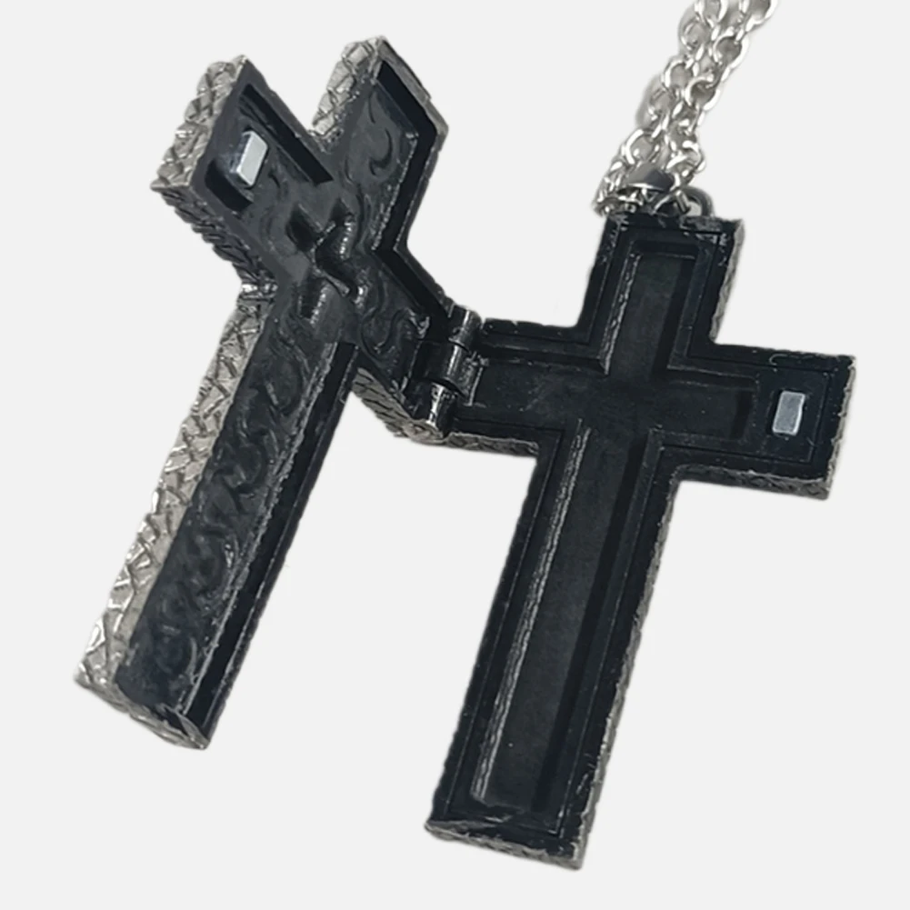 2025 Collar de cruz con compartimento secreto Collar con dije de metal 3D para mujeres y hombres Colgante de cruz que se puede abrir Joyería con dijes vintage