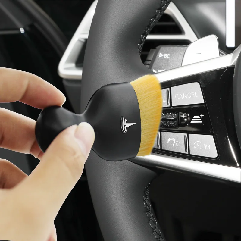 Tesla Auto Emblem Badge Car Cleaning Soft Brush Dust Remover Tool Interior Accessorie For Model 3 Model X Model S Model Y Series