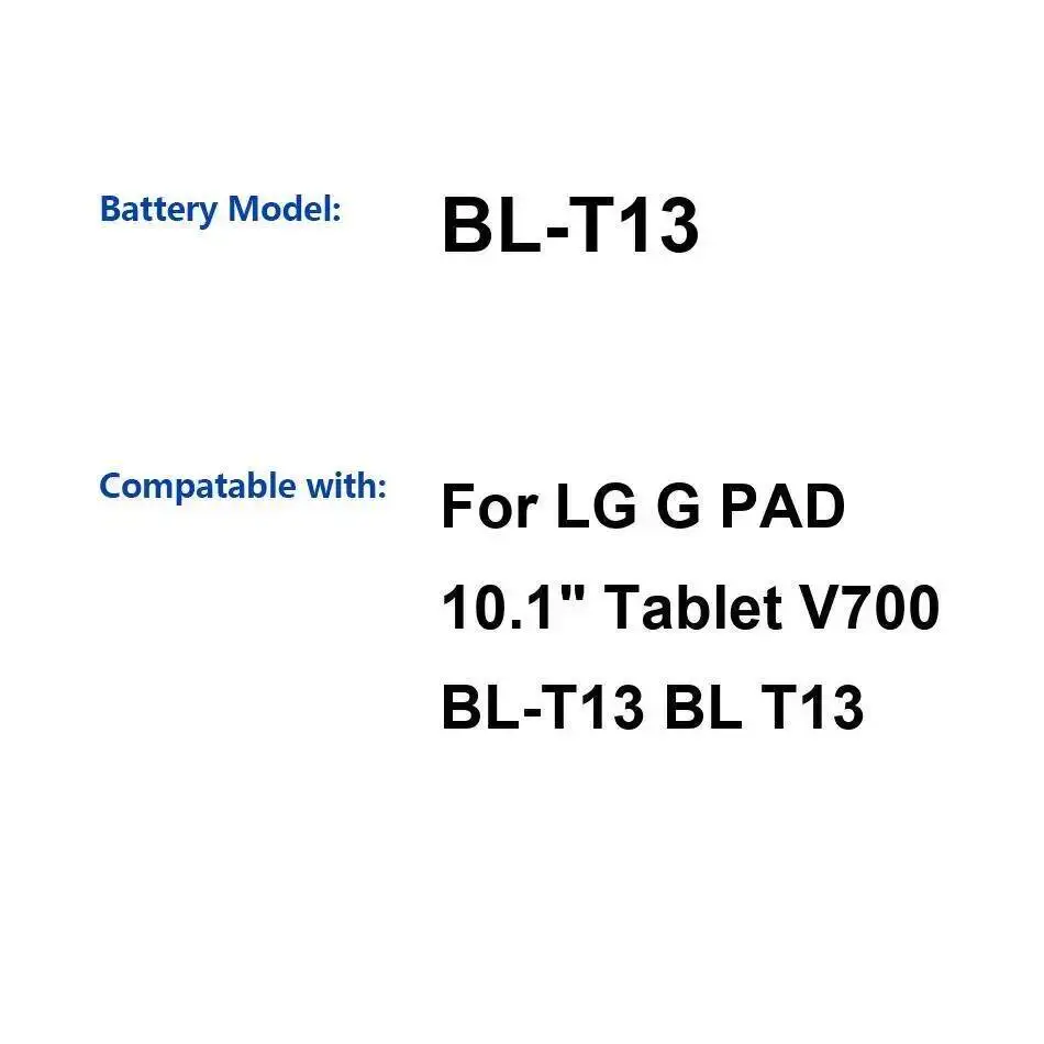 

For LG G Pad 10.1" Tablet V700 Battery Reliable Power 8000Mah BL-T13
