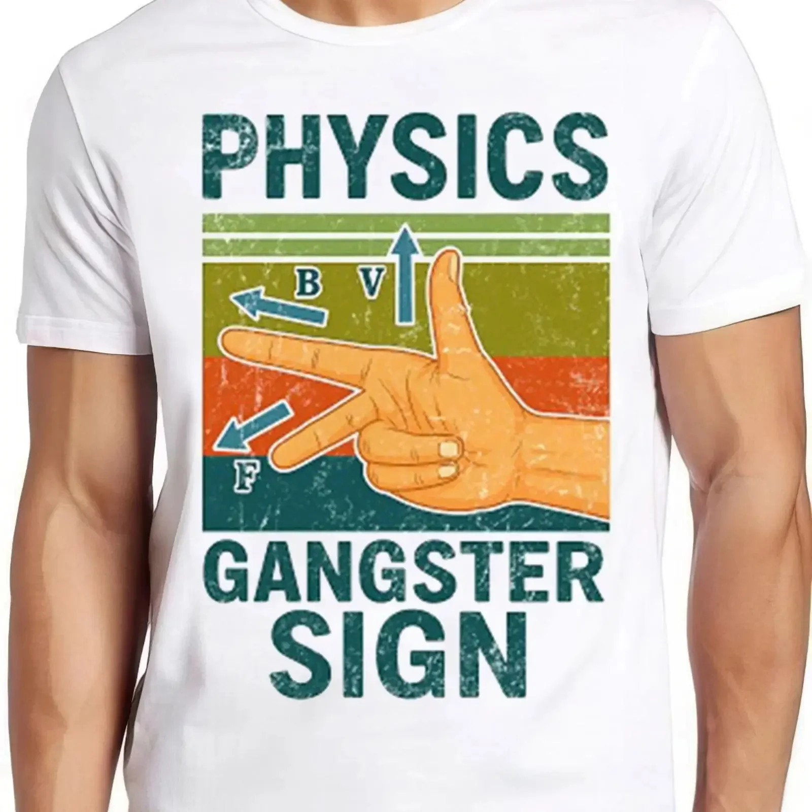 Camiseta Unissex Vintage Esticada com Estampa de Mão de Gangster em Vetor, Paródia Divertida de Ciência, Presente 2652