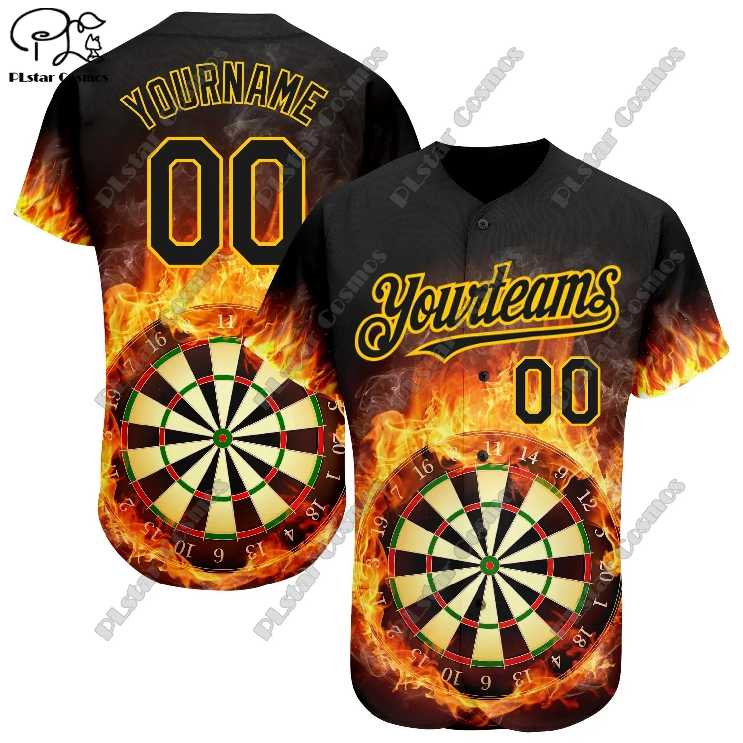 Baseball Shirt Customized 3D Printing Spark Gradient Summer Darts Sports Throwing Gifts for Lovers Casual Unisex Style
