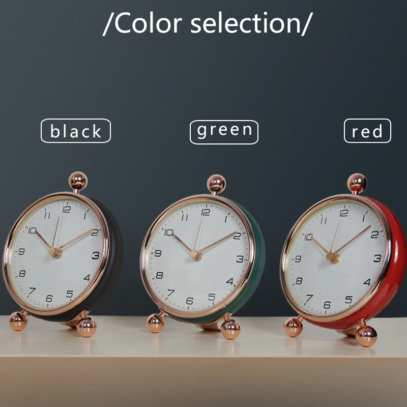 1PC European simple pointer table clock Desktop creative metal desk clock living room decoration silent quartz clock
