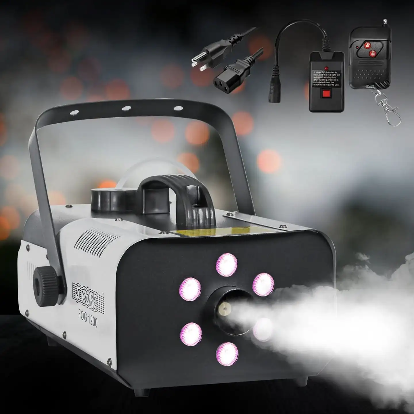 5 Core Fog Smoke Machine 1200W Low Lying Indoor Outdoor 1L Fog Maker with LED Lights FOG 1200