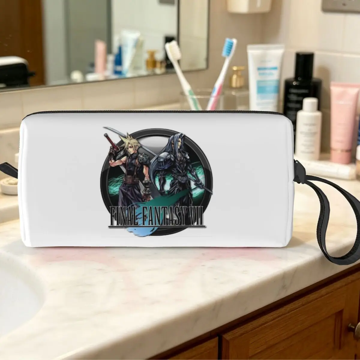 Cloud Sephiroth Final Fantasy VII Makeup Bag Cosmetic Organizer Storage Dopp Kit Toiletry Cosmetic Bag Beauty Travel Pencil Case