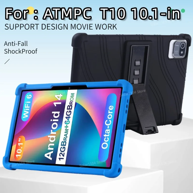 For ATMPC T10 10.1 Tablet PC Kid Friendly Soft Silicone Adjustable Stand Cover Okaysea 10.1 inch Soft Case QunyiCO 10.1