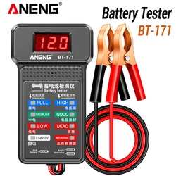 ANENG BT-171 12V Digital Battery Tester Car Battery Indicator with Alligator Clips LED Battery Status Indicator Electrician Tool