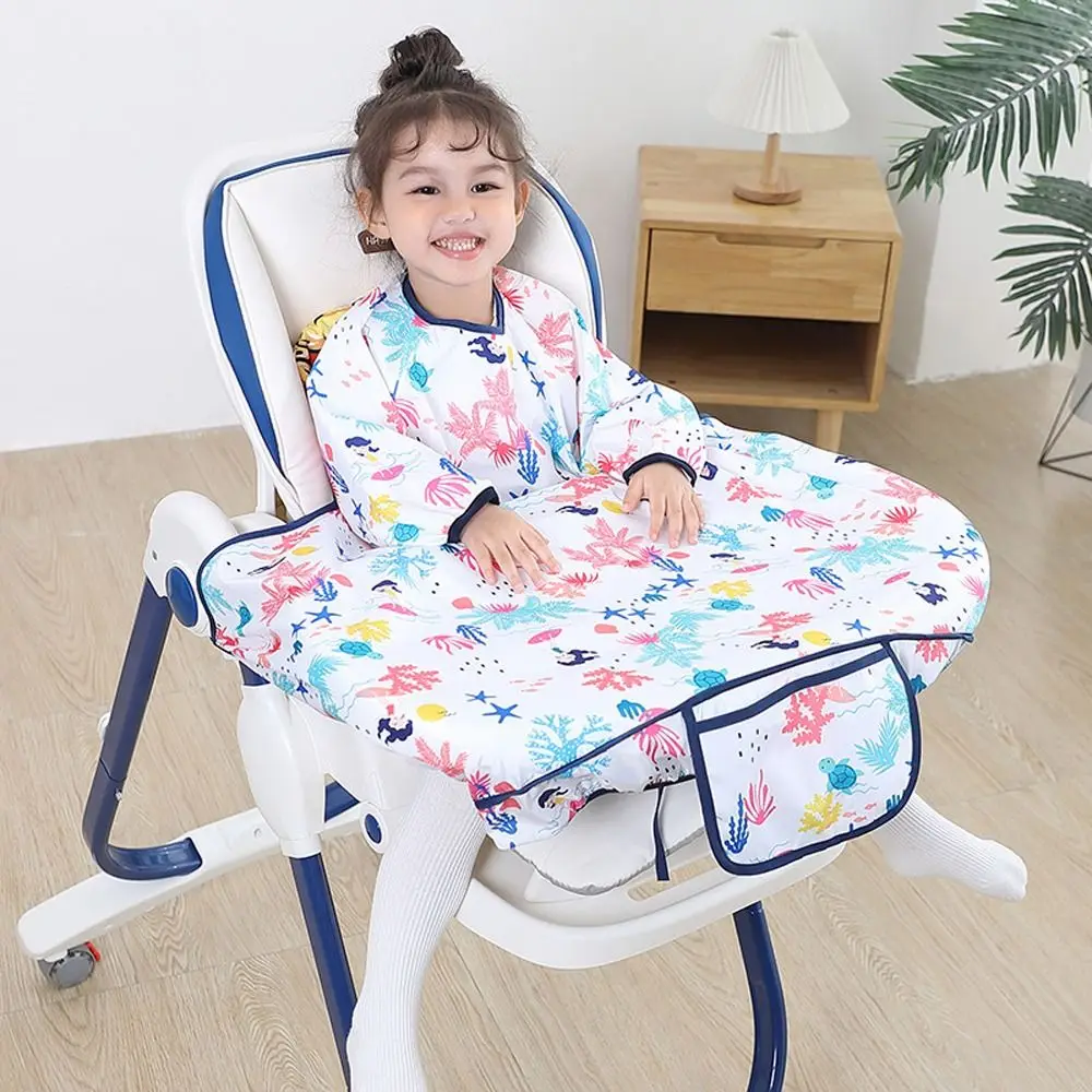 Animal Pattern Waterproof Anti-dirty Cartoon with Table Cloth Cover Baby Coverall Baby Stuff Baby Eating Artifact Baby Bib