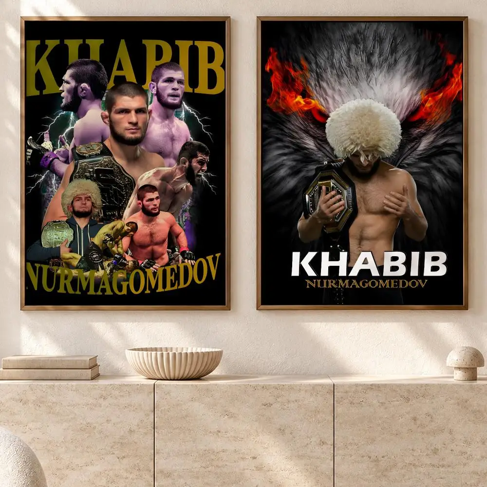 Elite Boxing K-Khabib Nurmagomedov  Poster Art  Self-Adhesive No Glue Dorm Wall  Waterproof Coffee House Art Sticker