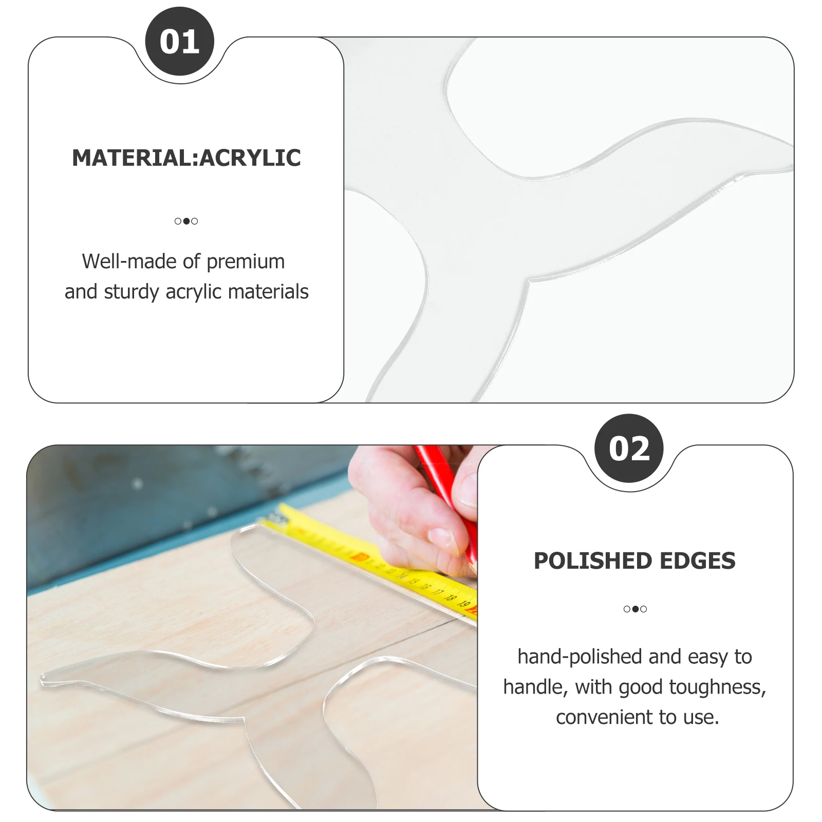 

Cutting Board Template Acrylic Kitchen Stencil Tool Large Size Handle Mold Easy Design Safe Practical Long Use