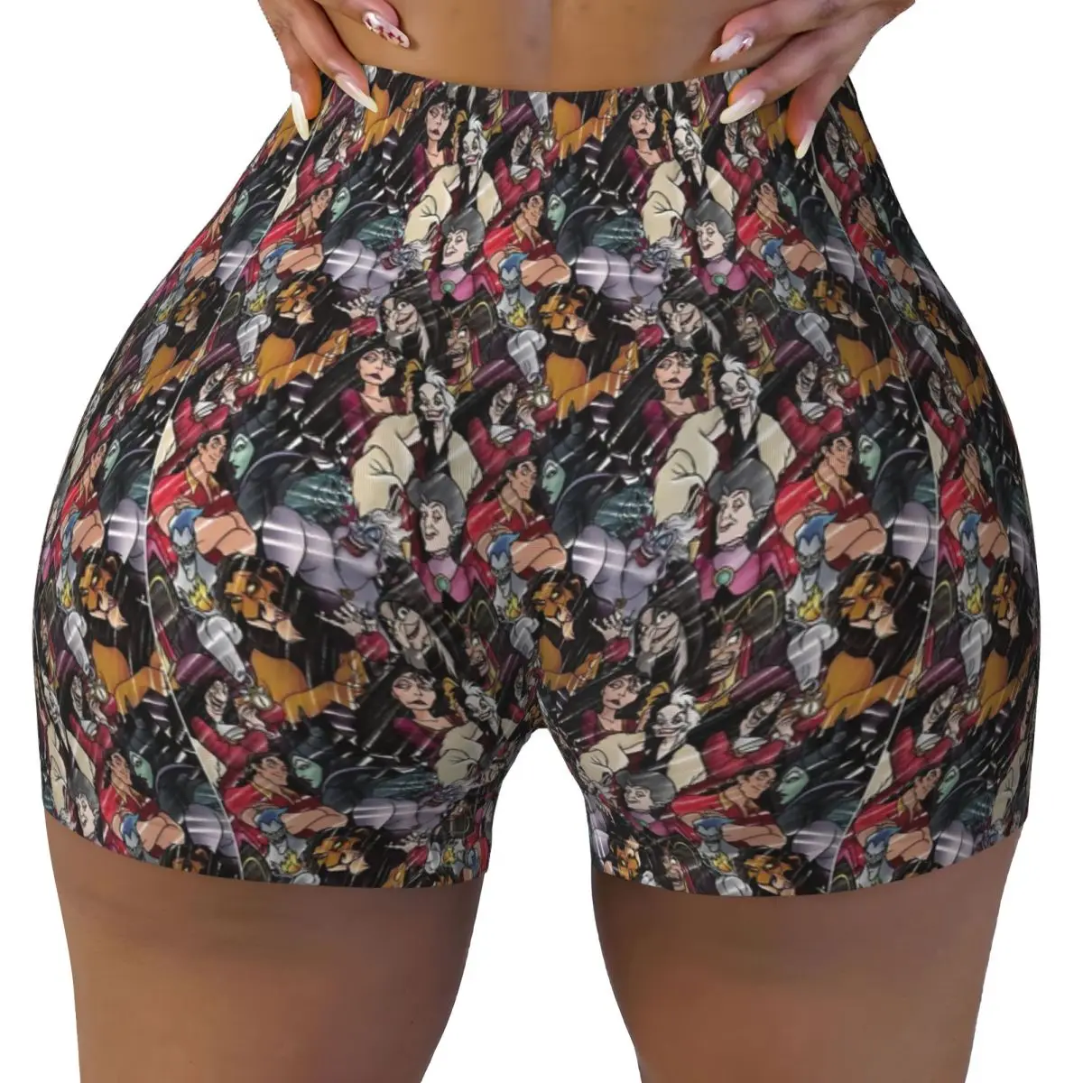 

D1sney Villains эскизные шорты для йоги с высокой талией для женщин байкерские беговые фитнес-тренировки в тренажерном зале спортивные леггинсы