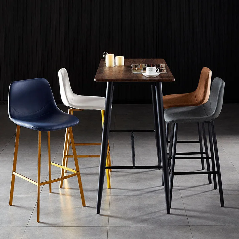 Custom Backrest Bar Chair, Leisure High Stool, Mobiliário do Hotel, Restaurante Barstool, Cadeiras de Bar, Luz e Luxo, MC, 65 cm, 75cm