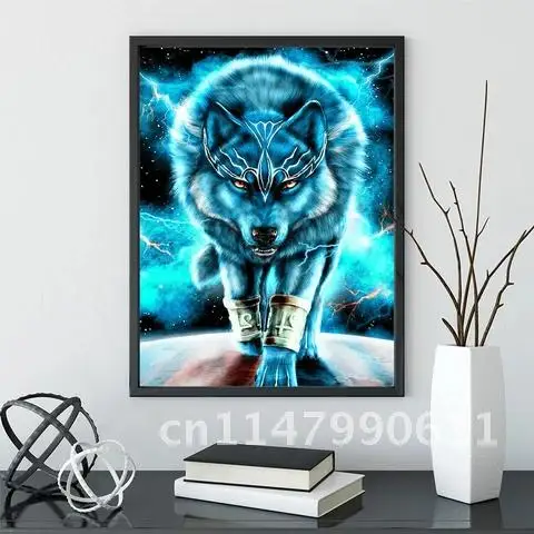 AZQSD Wolf Diamond Painting Full Square Handmade Picture Of Rhinestones Diamond Embroidery Animal Fantasy Home Decor Gift