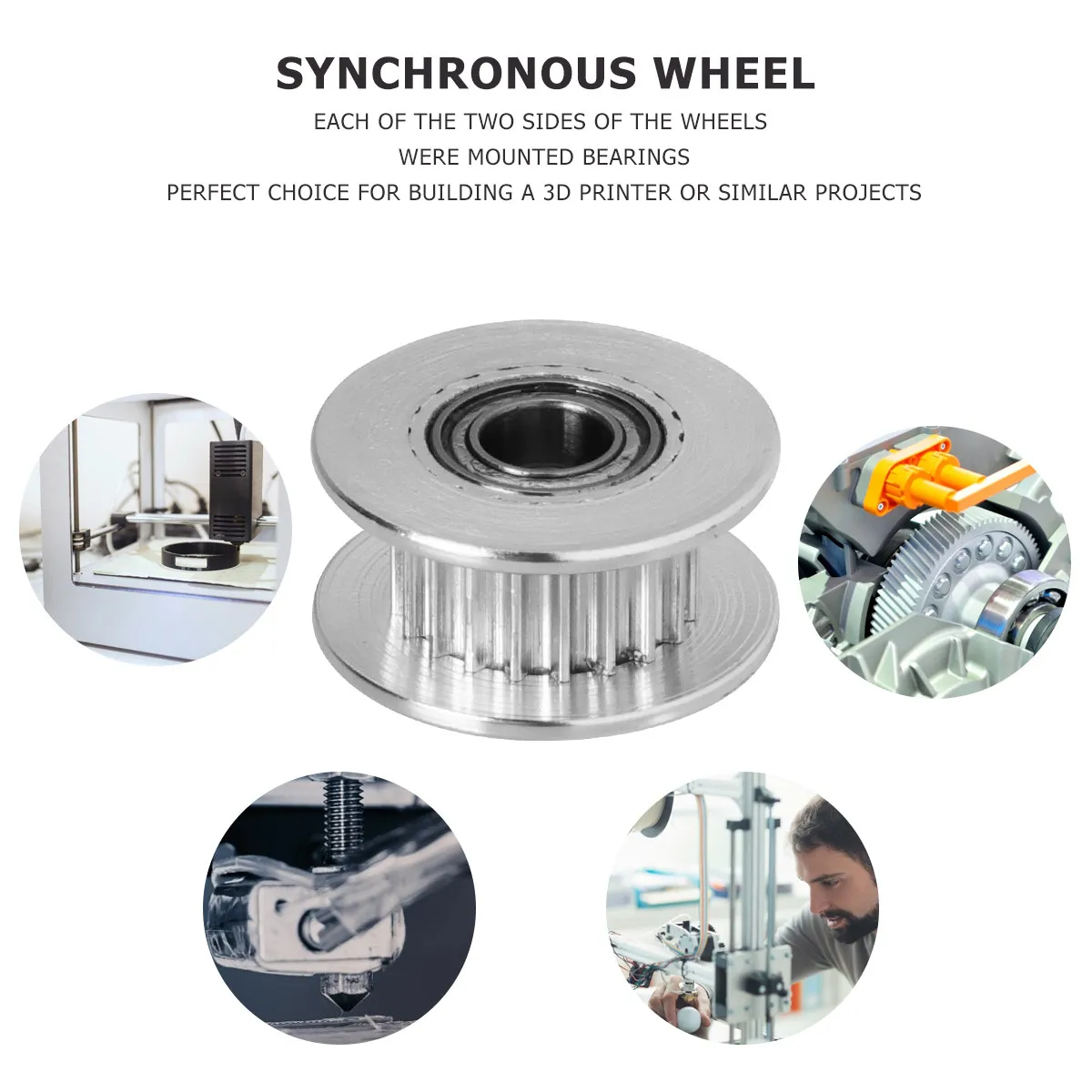 

5Pcs 2Gt Aluminum Timing Belt Idler Pulley 20 Teeth 5Mm Bore 6Mm Width for 3D Printer Linear Motion Synchronous Wheel