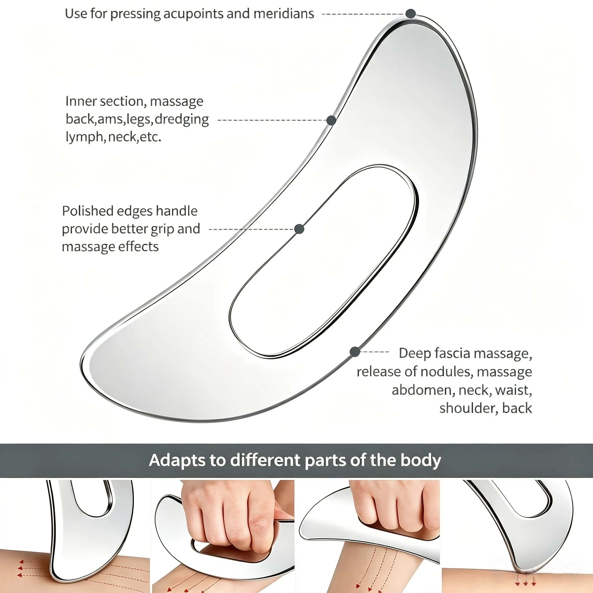 3PCS Muscle Scraper Tools Stainless Steel Gua Sha for Physical Therapy & Deep Tissue Massage Body Gua Sha Tool with Travel Pouch