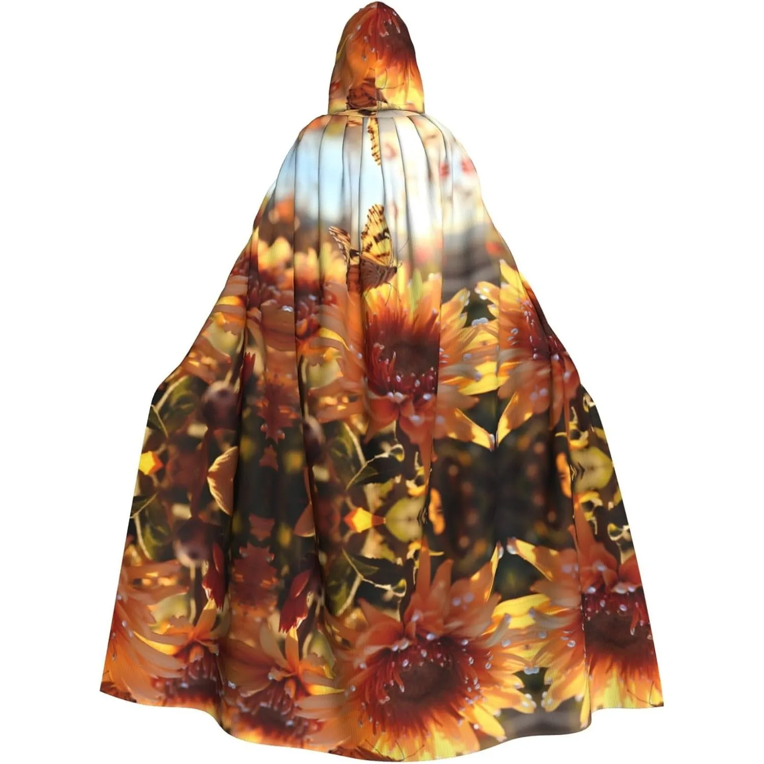 

Flowers and Butterfly print Adult Hooded Cape Carnival Festival Cape Cosplay Robe Costume party Gothic Carnival