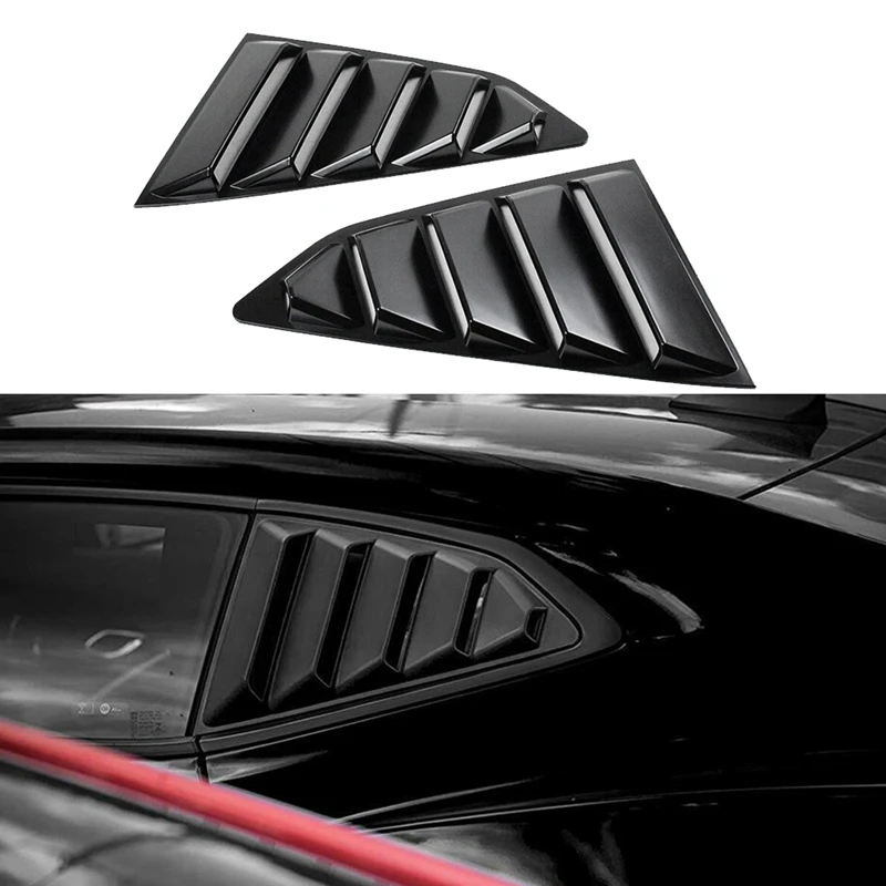 Matte Black 1/4 Rear Side Vent Quarter Window Louver Shutter Cover Trim Parts For 2016-2022 Chevy Camaro