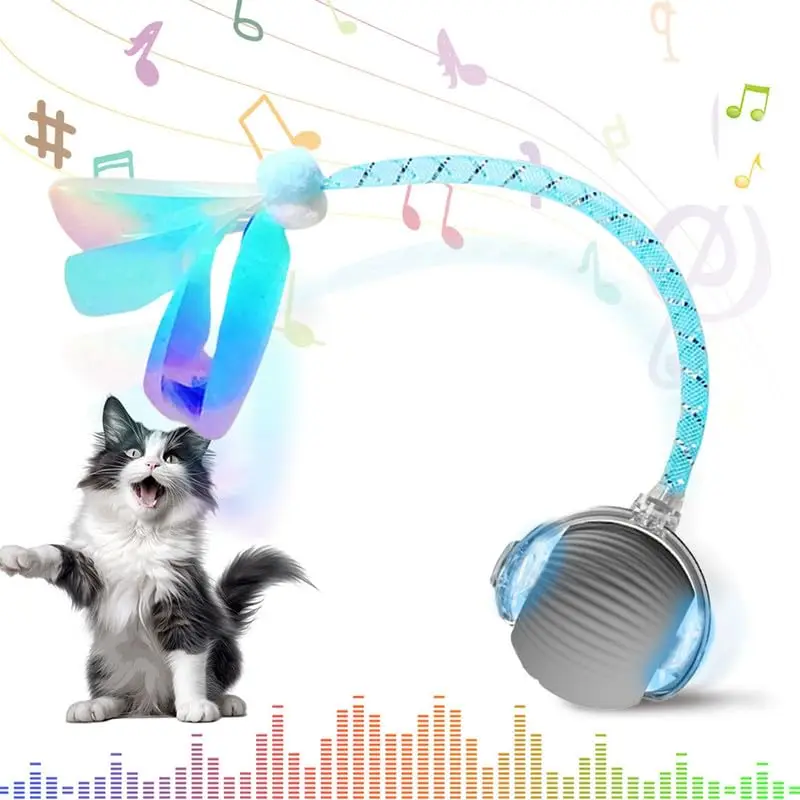 

Interactive Cat Ball Toy Agile Moving Cat Ball with Elastic Mesh Tail Smart Self Rolling Interactive Cat Dog Ball Indoor Active