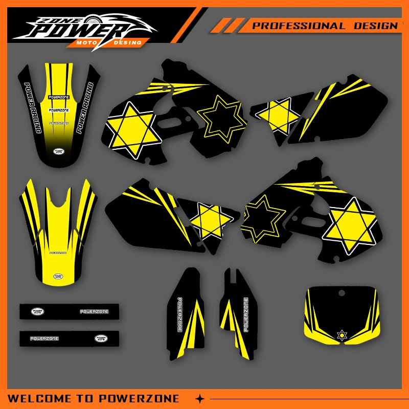 

POWERZONE Motocross Team Graphics Background Sticker Decal Kits For SUZUKI RM125 250 1999 2000 RM125 RM250 Customized Number 03