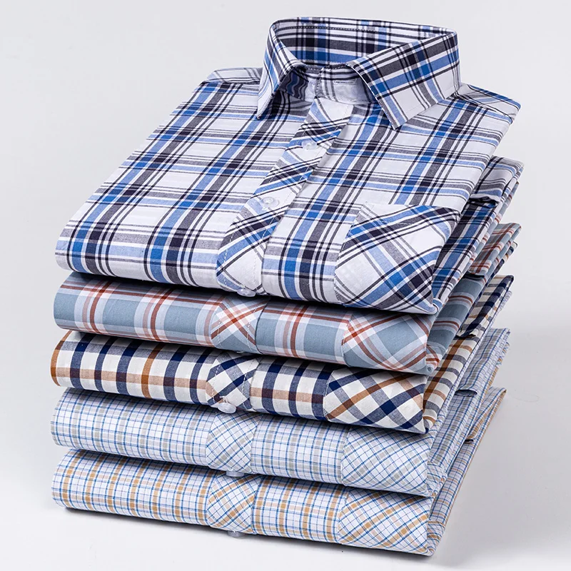 Fashion korean popular clothes 100%cotton thin long sleeve shirts for man slim fit casual plain shirt plaid office designer tops